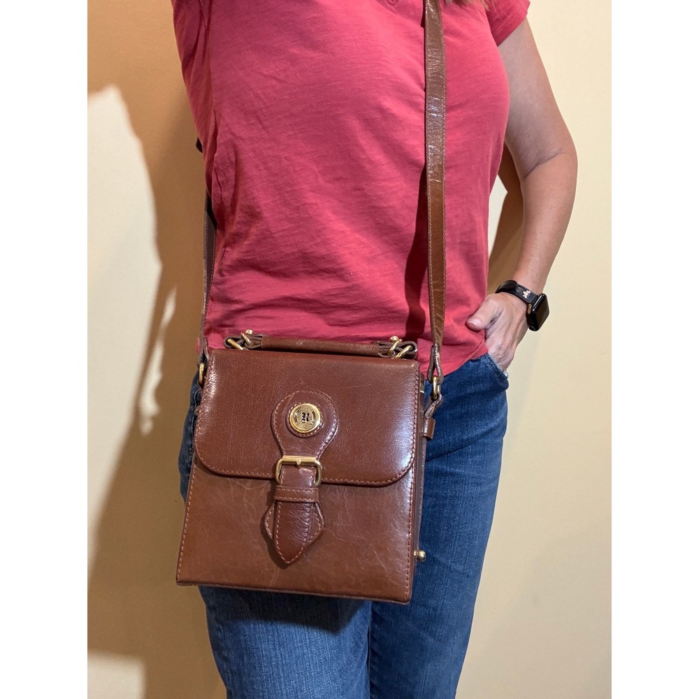 Rachelle Collection Brown Vintage Structured Square Crossbody Box Bag